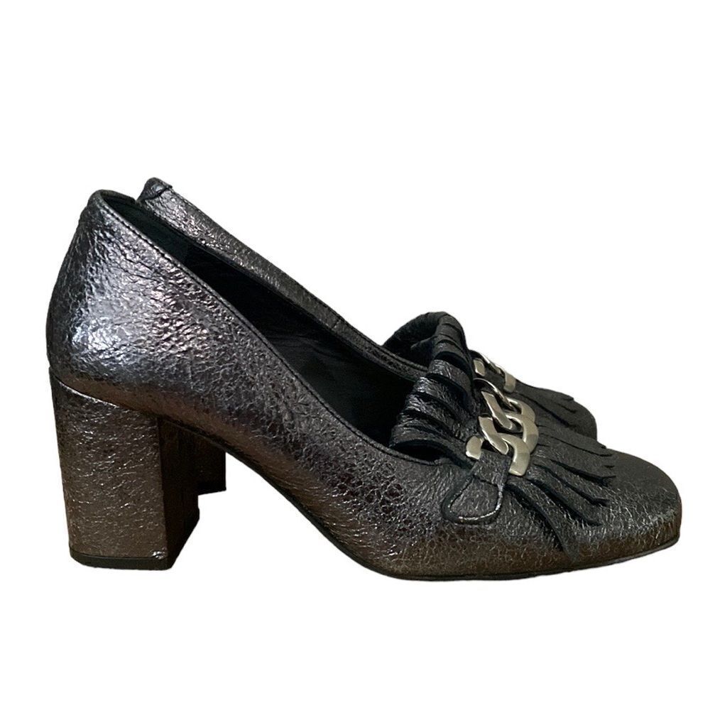 Zenda MINA BUENOS AIRES Metallic Loafers Silver link Chain